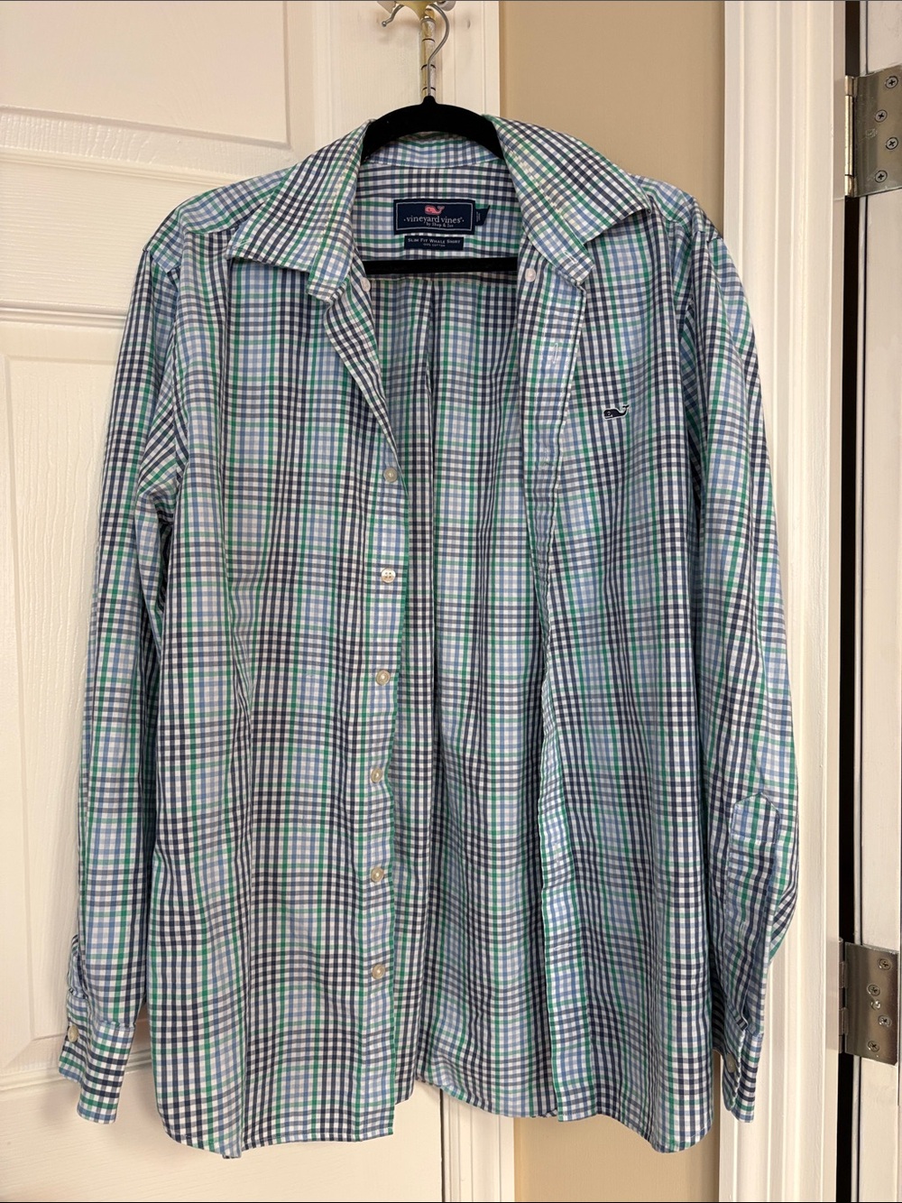 Vineyard Vines Green and Blue Gingham Button-Down Shirt